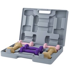 SPORTNOW Kit Pesi con 6 Manubri da 1kg 1.5kg 2kg in Acciaio e PU e Valigetta