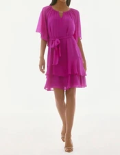 Joseph Ribkoff Tiered Ruffle Chiffon Midi Dress Size 8 (UK 10)