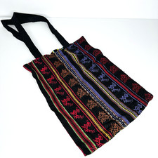 Colorful Woven Boho Ethnic Tote Bag Handwoven Style Small 12x9 Artisan Vintage