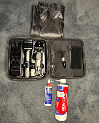 VGR Pro Haarschneideset mit Aufsätzen, Etui & Ladekabel schwarz/silber