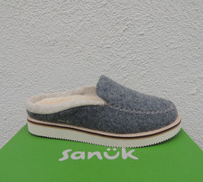 SANUK CHARCOAL COZY VIBE LOW SUGAR MAT WOOL/ FAUX FUR SLIPPER, US 8/ EUR 39 NIB
