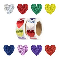1000 Pieces Heart Shaped Stickers Roll Glitter Heart Sticker for Valentines D...