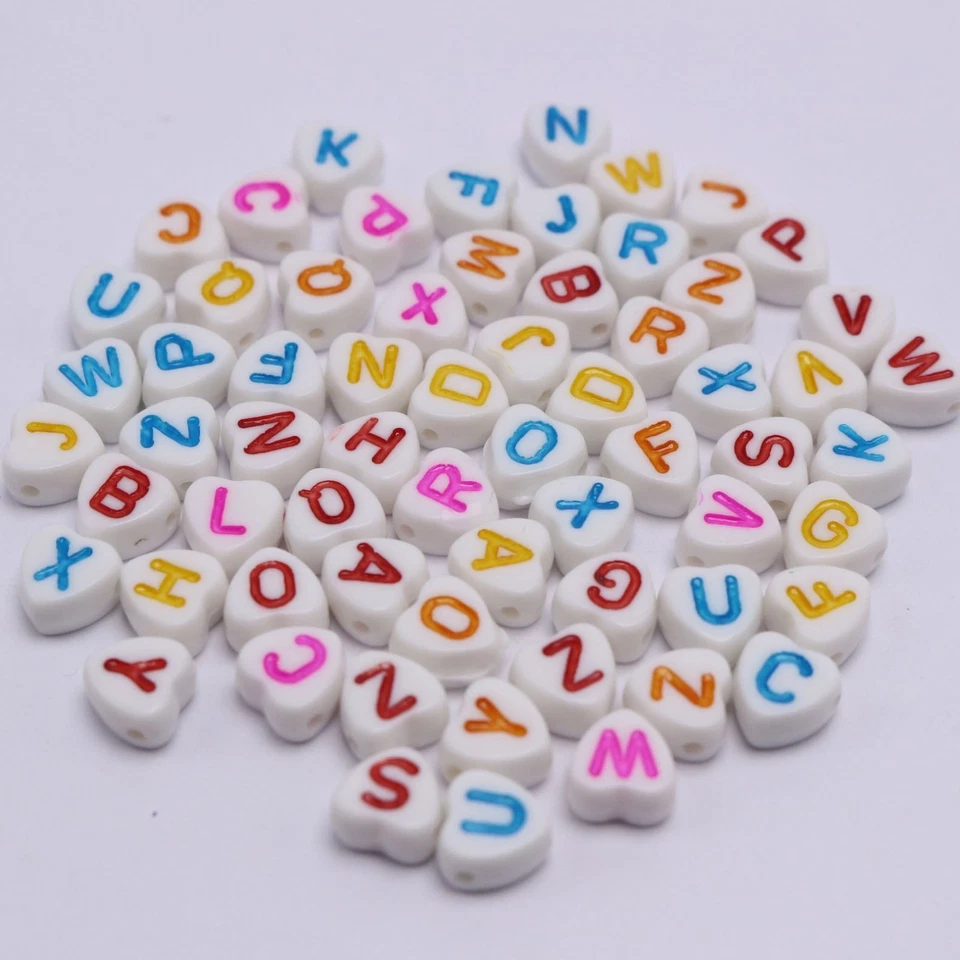 250/500 piezas Acrílico Surtido Alfabeto Letra A-Z Amor Corazón Cuentas 7 mm Niños Artesanía Foto 3 de 4