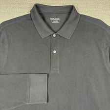 Untuckit Men's Golf Polo Shirt XL Solid Black Long Sleeve Button Up 100 Cotton