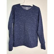Tek Gear Ultrasoft Fleece Sweatshirt L Blue Space Dye Thumbhole Pullover Mens
