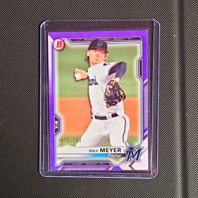 Topps Bowman 2021 Max Meyer RC Prospects Purple Border /250 Marlins #BP-66