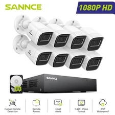 SANNCE 8CH DVR 1080P Video CCTV Security Camera System Outdoor AI Detection IP67