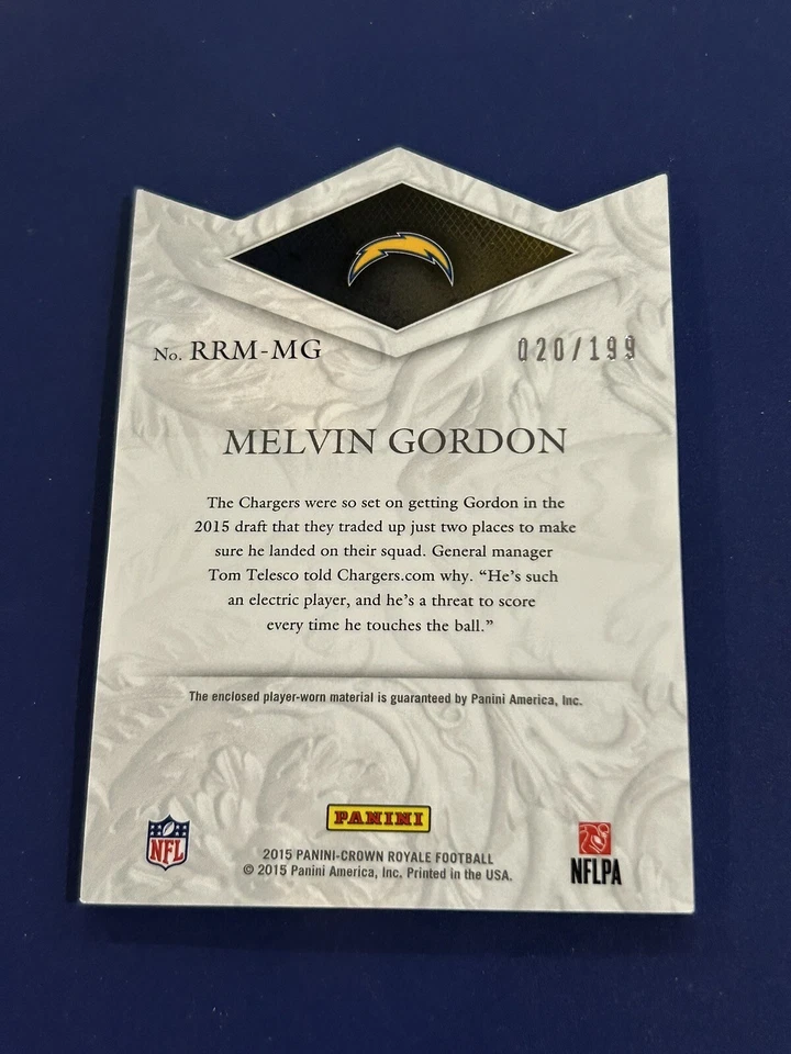 2015 PANINI CROWN ROYALE MELVIN GORDON RRM-MG ROOKIE ROYALTY JERSEY /199 - Image 3 of 3