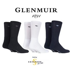 Calcetines de golf Glenmuir Dunbar de algodón acolchados para hombre negros/azul marino/blancos - 2 pares
