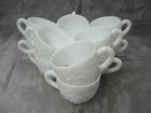 Vintage McKee Glass THE CONCORD White Milk Glass Set of 12 Punch Cups with Hooks