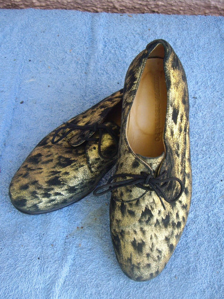 DIEPPA RESTREPO BLACK & GOLD LEATHER LACE UP BROGUE/SHOES -SZ 6.5 VGC