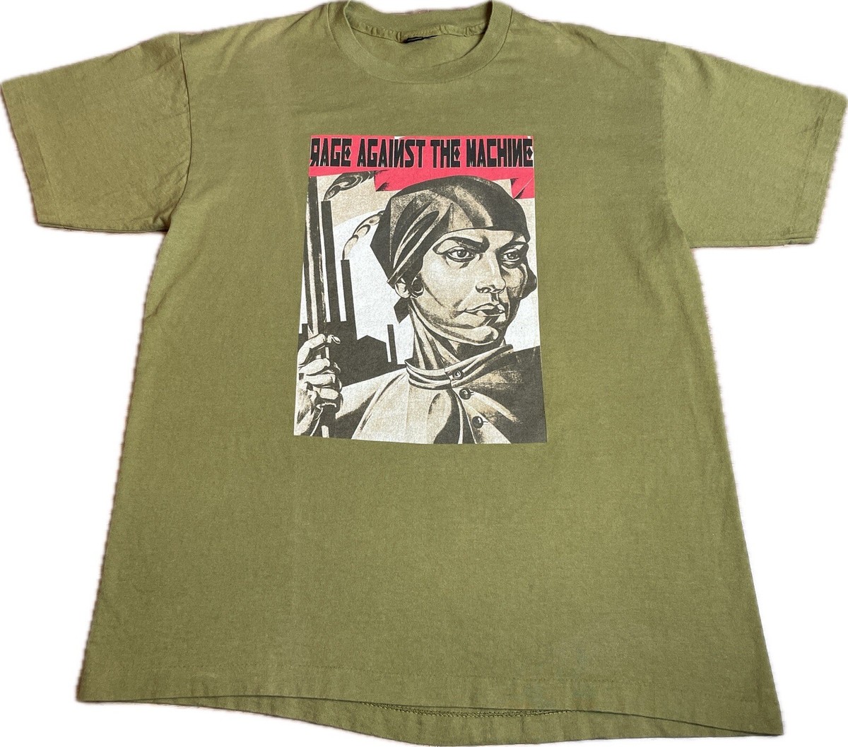 Vtg 90s Rage Against The Machine Shirt Military Green Women