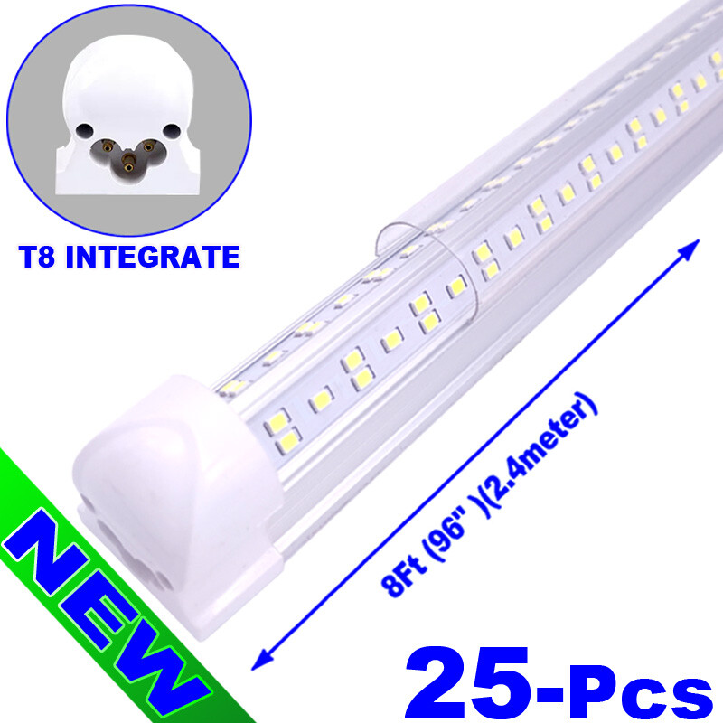 8Ft LED Shop Light 144W 4 Row 96 Inch Cooler Door Freezer LED Tube Fixture 25PC