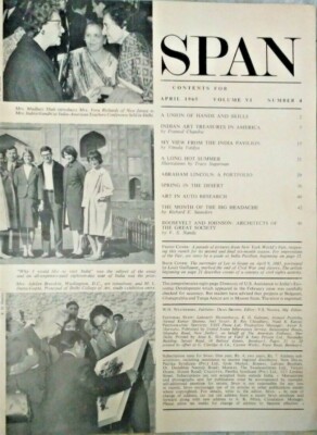 INDIA VINTAGE ENGLISH MAGAZINE SPAN APRIL 1965 INDIAN ART