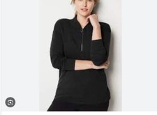 J.JILL FIT Plus Black Cotton Blend Ultimate Fleece Quarter Zip Sweatshirt Top 3X