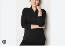 J.JILL FIT Plus Black Cotton Blend Ultimate Fleece Quarter Zip Sweatshirt Top 3X