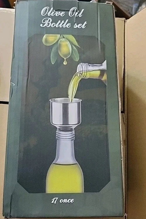Set Of 2 Aozita Clear Glass 17Oz Vinegar And Olive Oil Dispenser Bottle Set