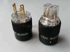 1Set hifi Pure copper US AC Power Plug IEC Connector Gold Plated