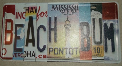 BEACH BUM METAL VANITY LICENSE PLATE MULTI STATE DESIGN WALL DECOR KEY WEST - Picture 3 of 4