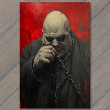 Art Print Gruesome Bald Villain Chains Horror Blood Gothic Dark Fantasy Creepy