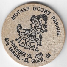 1986, San Diego Inter-Club Numismatic Council 29th Coinarama, 2" Wooden Dollar