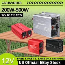 200W 300W 500W Power Inverter DC 12v to AC 110v Converter Outlet Car Plug Cable