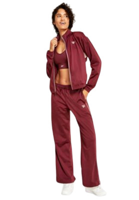 Reebok Women's Burgundy Identity Back Vector Tricot Track Jacket Plus Size 2X