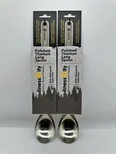 2 PACK FinessCITY Titanium Long Handled 9.65" Camping Spoon w/ Waterproof Case