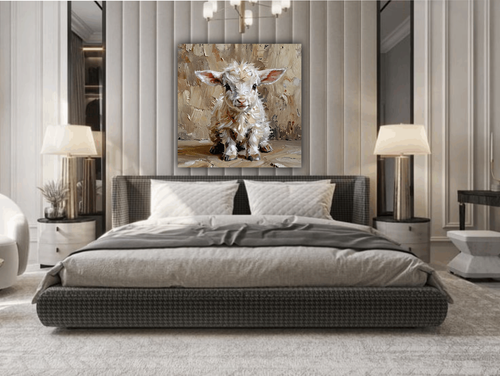 Stampa artistica da parete tela agnello bambino simpatico arredamento moderno colorato pronto da appendere - Foto 7 di 10