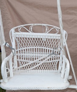 Details About Vintage Child Size White Real Wicker Rattan Swing Chair Photography Prop