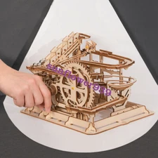 Rokr DIY Marble Run Model Building Kits Waterwheel WoodCrafts Toy for BoysTeens