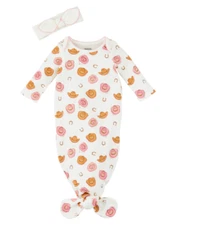 Mud Pie Baby Girl Cowgirl  Gown and Headband Take Me Home Set  Size 0-3 M NEW