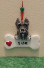Personalized Dog Breed "Schnauzer"On A Bone Christmas Tree Ornament Holiday Gift