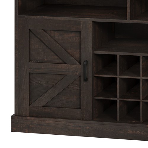 47" Cabinet Home Bar Liquor Wine Sideboard Storage Rack Display Hanging Shelves - Picture 8 of 11