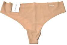 large - NWT Calvin Klein beige raw cut thong panties logo 15 tag d208