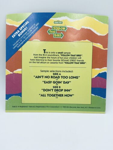 RARE Sesame Street “Follow That Bird” 45 RPM Record 1985 Small Sample VTG - Picture 2 of 12