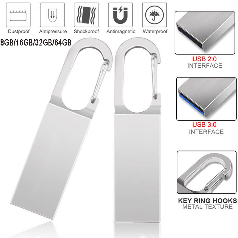 High-Speed 64GB 32GB 16GB 8GB Metal USB 3.0 2.0 Flash Drive-image