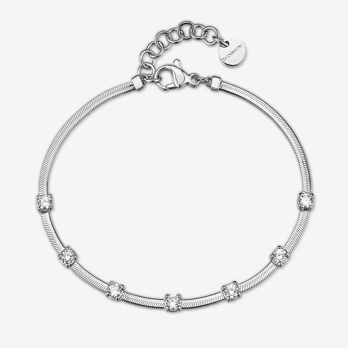 Bracciale Donna Brosway In Acciaio 316L - Collezione Tres Jolie, PVD Oro Rosa E Onice Nera, Diametro 57.5 Mm - Modello BTJMP001