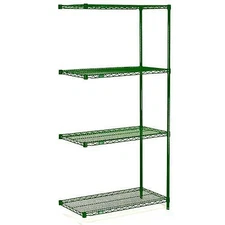Nexel Wire Shelving Add-On, Green Epoxy, 24 W X D 63 H