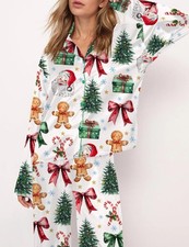 Coquette Christmas Satin Pajama Set For Women
