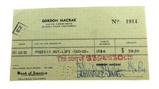 Gordon MacRae Signed Autographed Bank Check Actor 10/10/52 JSA AW92932