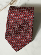 LAUREN RALPH LAUREN Red Geometric Silk Tie USA Made EUC