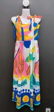 Women's Boho Graffiti Square Neck Spaghetti Strap A Line Dress Medium Multicolor