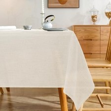 100 Polyester Textured Rectangle Tablecloth, 84" x 60" Rectangular Natural