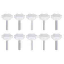 10pcs Star Knob M5 x 25mm Thread 25mm 6-Point Head Stud Hand Clamping Knob White