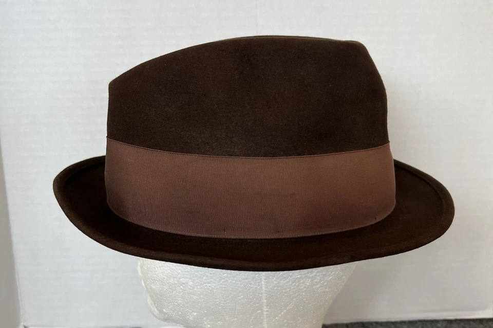 Gorra Royal Stetson De Colección Fedora Para Hombres Talla 7 3/8 Marrón Lana Clásica Informal Foto 2 de 4