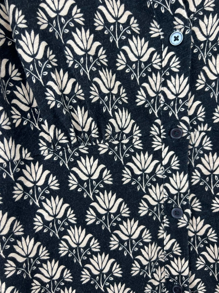 Boden Button Jersey Mini Tea Dress Beige/Black Pockets US 6P - Image 4 of 4