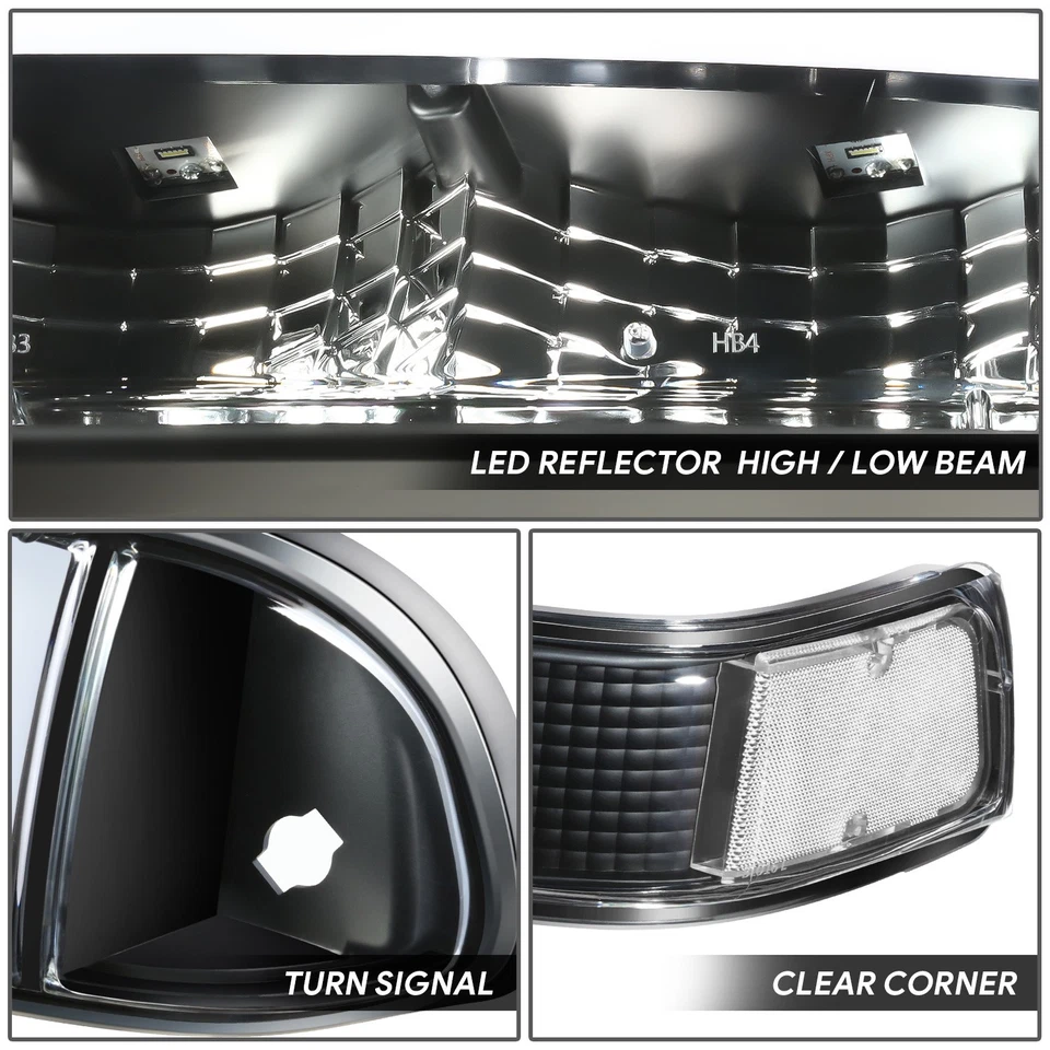 [Señal Switchback L-LED DRL] Para 98-04 Chevy Blazer S10 Faros Negro/Claro Foto 3 de 4