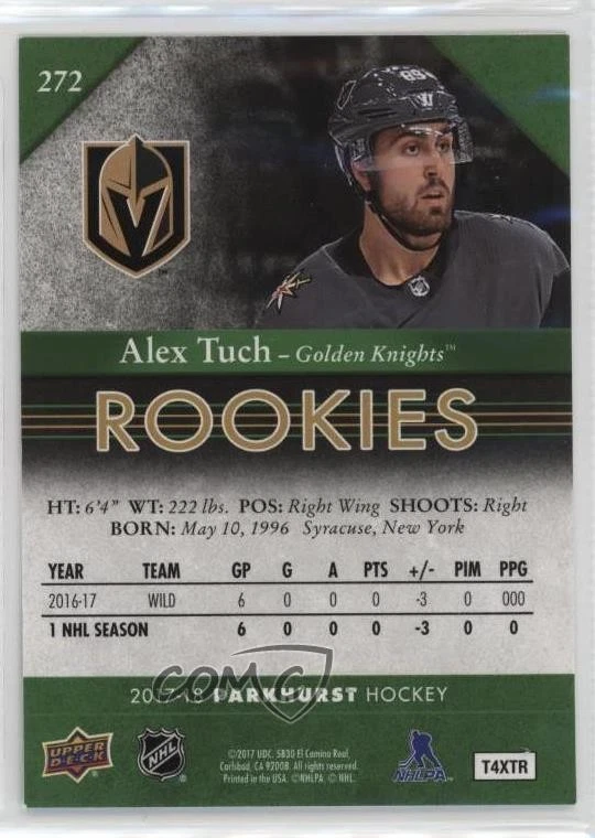 2017-18 Upper Deck Parkhurst Rookies Alex Tuch #272 Rookie RC - Image 2 of 2