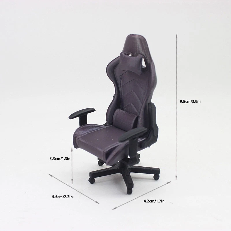 1/12 Casa de Muñecas Miniatura Conjunto de Computadora Juego Escritorio Silla Teclado Ratón Auriculares Foto 4 de 4